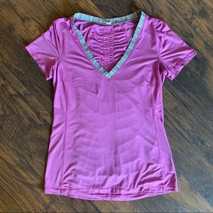 Lululemon Pink Short Sleeve Ruched Back Tech Tee